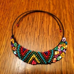 GORGEOUS Handbeaded hand crocheted back Bib, Collar Necklace